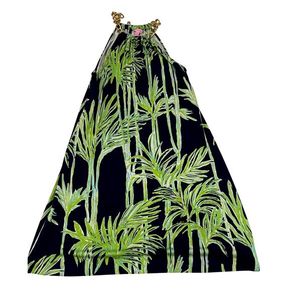 Lilly Pulitzer Lara Navy Big Bam Gold Chain Dress M - Picture 1 of 5